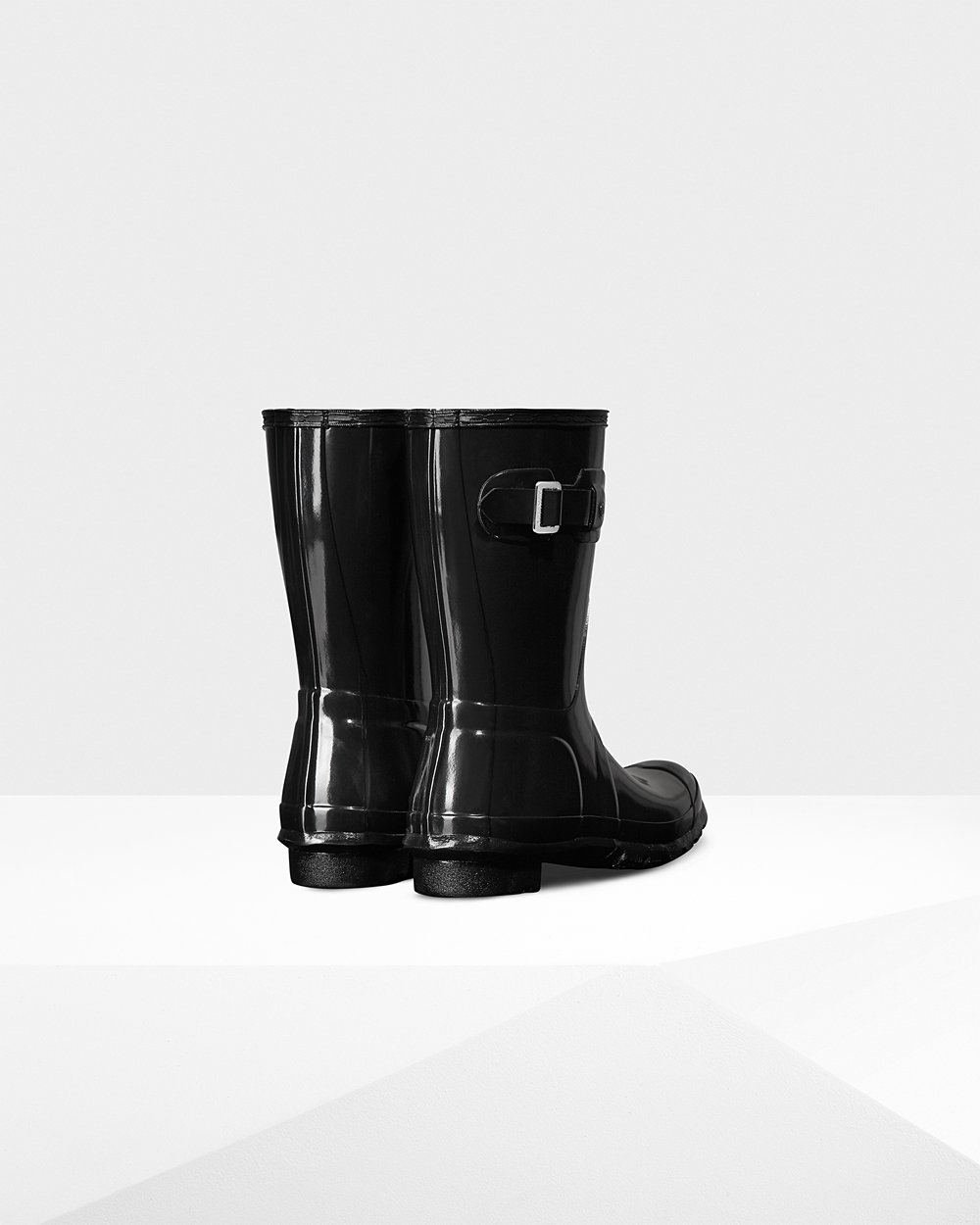 Bottes Courtes de Pluie Hunter Original Gloss Femme Noir RNHLTIE-51